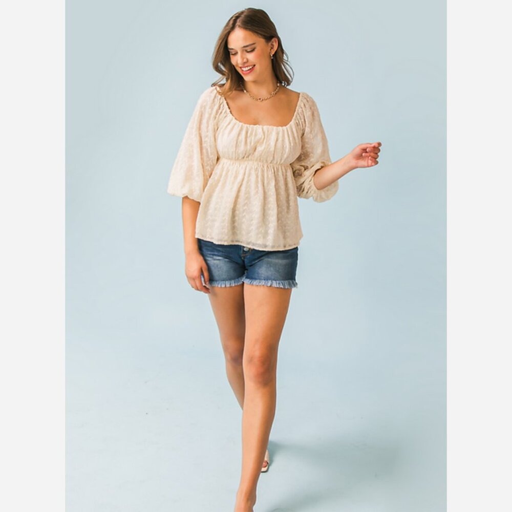 Pretty Floral Square Neckline Empire Top